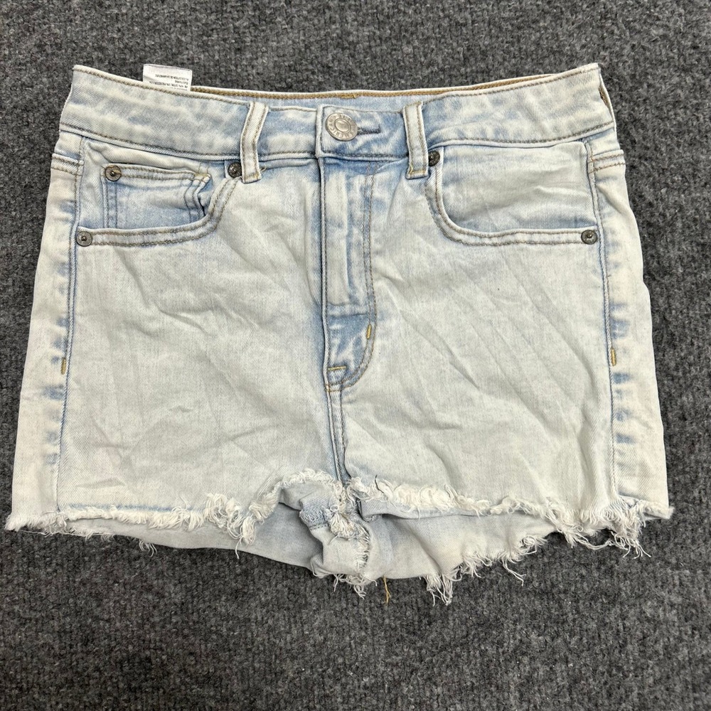 American Eagle Denim Shorts Womens Size 2 Light Wash Raw Hem Casual Frayed Denim